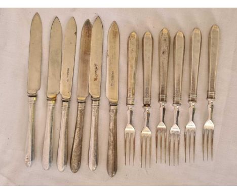 6 PIECE SILVER HANDLE SOUP KNIFE &amp; FORK SET