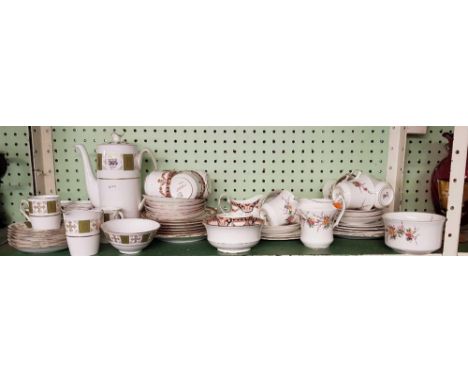 SHELF OF SPODE COFFEE SET &amp; AYNSLEY &amp; OTHER CHINAWARE