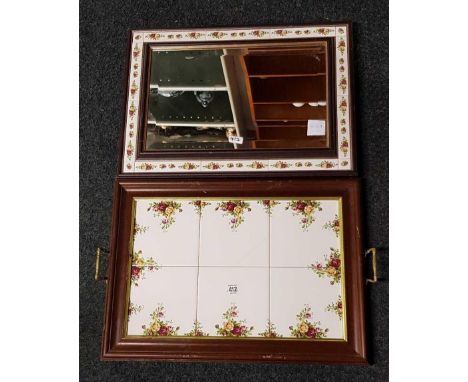 TILE FRAMED TRAY &amp; TILE BEVELLED EDGE MIRROR
