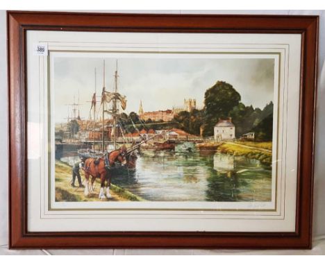 F/G PRINT OF THE EXETER QUAY, SIGNED BY PETER GOODHALL
