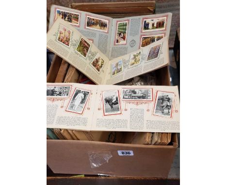 CARTON WITH A LARGE QTY OF CIGARETTE CARDS IN ALBUMS, LOOSE CARDS, OLD BEER MATS, TEA CARDS &amp; SNAPSHOT PHOTOGRAPHS IN SMA