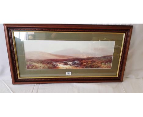 FREDERICK JOHN WIDGERY; A GOOD COLOUR PRINT OF AN EXTENSIVE DARTMOOR LANDSCAPE, SIGNED, 15” X 28”