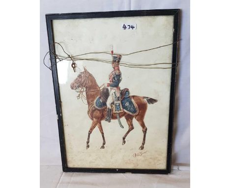 WATERCOLOUR OF THE 12TH LIGHT DRAGOONS &amp; A COLOUR PRINT OF THE QUEENS ROYAL LANCER