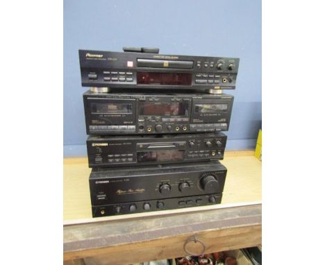 Pioneer HiFi separates to include amplifier, Minidisc recorder, CD recorder and cassette recorder from a house clearance (no 