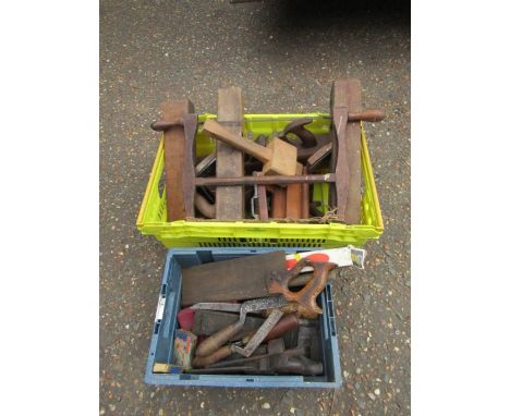 2 Crates of vintage tools to include chisels and planes etc&nbsp;