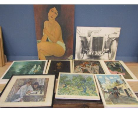 A quantity of famous prints on hardboards plus one framed print