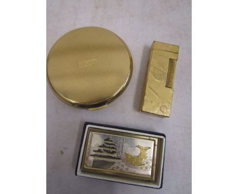 Dunhill lighter, Strattons compact and a Chokin trinket box