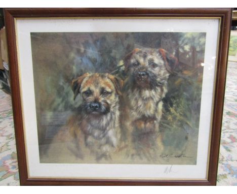 After Mick Cawston ltd edition print of terriers, signed in margin no 38461x53cm