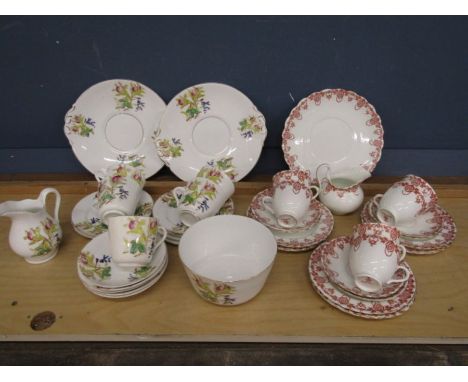 2 part tea sets- Vintage Chelson 6 teacups and saucers, 6 sandwich plates, serving plate and milk jug and a floral set 6 sauc