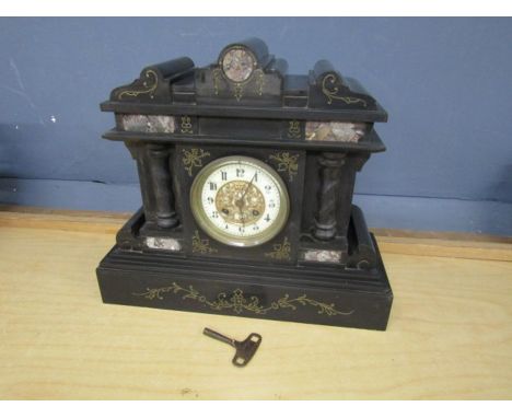 Black slate mantel clock with key&nbsp;
