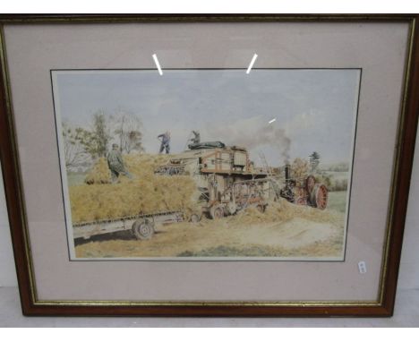 after M.Matson ltd edition print of a Threshing scene 95/500 Weald &amp; Downland open air museum. pencil signed in margin 72