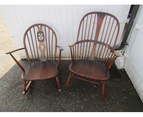 Ercol stick back chair and rocking chair&nbsp;