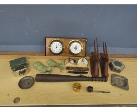 Collectors lot to include Barclays home safe, barometer and ash trays etc&nbsp;
