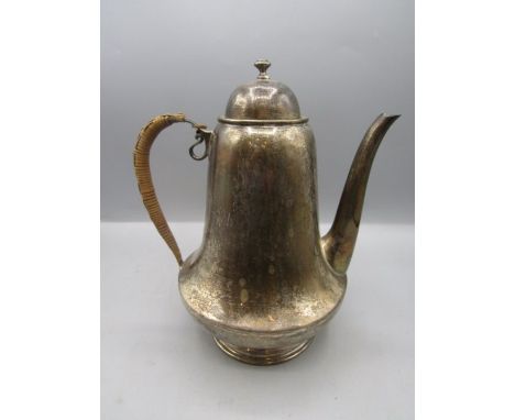 A Silver hallmarked coffee pot-&nbsp; Birmingham 1915 by William Hair Haseler Ltd with woven handle cover 440g total weight