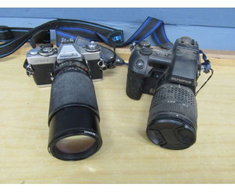 Minolta XD-7 camera and Olympus E-20p camera with lenses&nbsp;