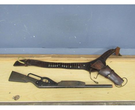 Vintage Daisy toy air rifle and leather holster with belt&nbsp;