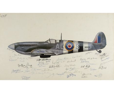 *Battle of Britain. A profile picture of Spitfire MH434, by Gerard Bernardice,  a signed colour limited edition print 'In Mem
