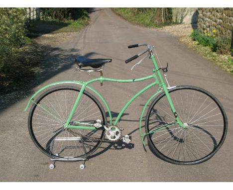*A c1891 Coventry Machinists Co. Ltd. 'Swift' Cushioned-Tyred Safety Bicycle. Currently painted a light green, this fundament