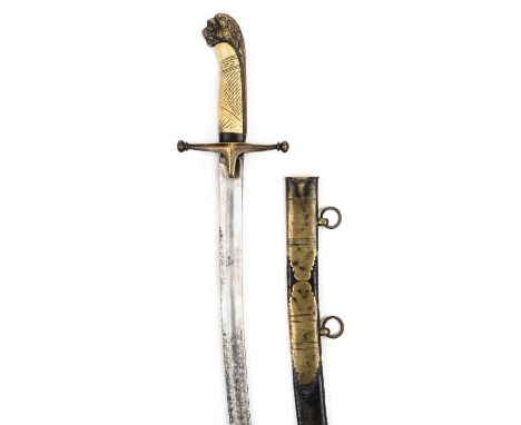 *Officer's Sabre. A George III period Officer's sabre,  the 69cm curved steel blade with brass cruciform crossguard, chequred