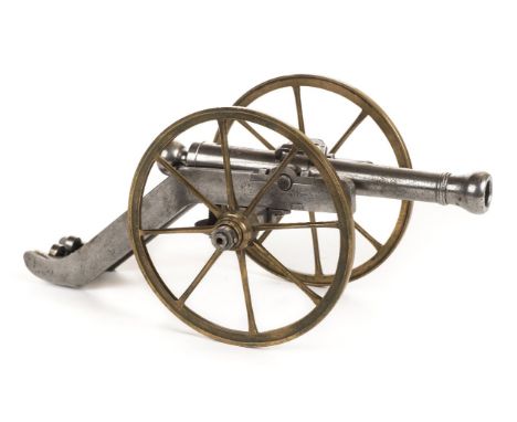 *Napoleonic Cannon. Fine early 20th century scale model of a Napoleonic cannon,  the 24cm steel barrel with flared muzzle and