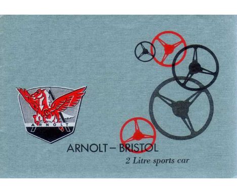 1955 Arnolt-Bristol. A rare petit 12pp brochure with a light green card cover promoting the 1954-1958 production.  The 404-se