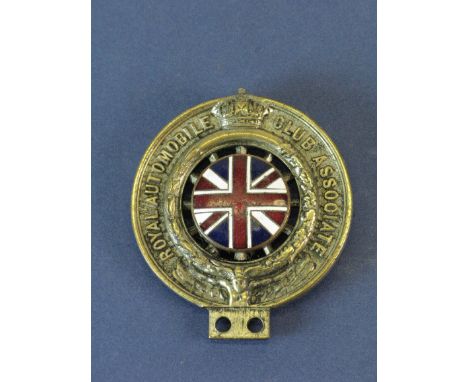 *R.A.C. Light Car or Motorcycle Badge. A 1920s Associate badge with a King's crown above a circular union badge,  and a remov