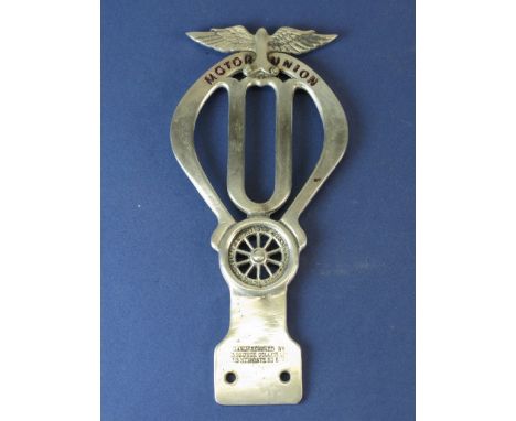 *Motor Union Badge, the design by George Collins Ltd., numbered 4128, the design dating between 1907 and 1910.  This nickel-p