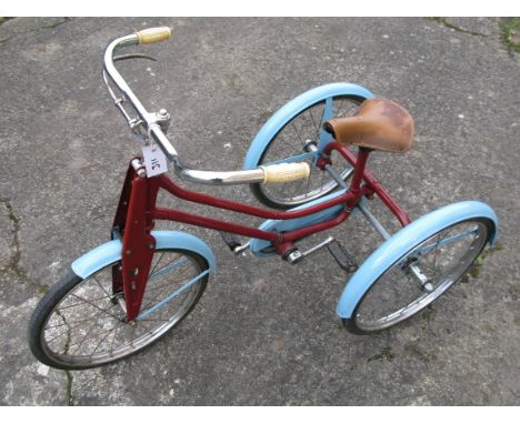 *Aberdale Cycle Co., 'Gresham Flyer'. A 1950s child's tricycle in excellent original condition,  having a red enamel frame an