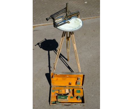 *Royal Observer Corps. Rare Post or Micklethwait Instrument, with accessories,  together with tripod stand and original woode