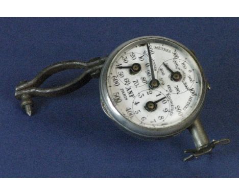 *A c1900 ANF of Paris odometer with a 100-metre segmented circular white enamel dial and three subsidiary pointers showing te