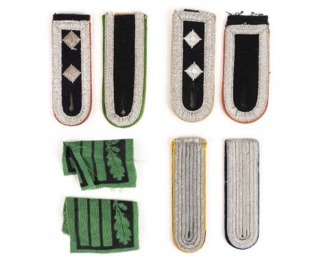 *Shoulder Boards.  Group of Waffen-SS Shoulder Boards,  comprising single and cut examples, light blue officer's transport sh