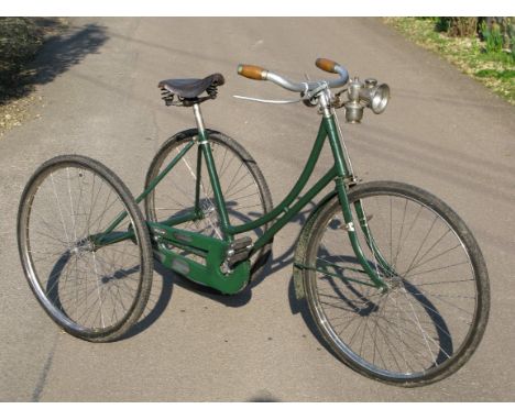 *A c1900 Quadrant Cycle Company lady's tricycle with a 19-inch frame,  cottered bottom bracket, fixed drive to both rear whee