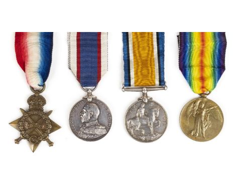 *Medals. Group of four to Private A.V. Greenfield, Royal Marine Light Infantry,  1914-15 Star (PO.13921, Pte. A.V. Greenfield