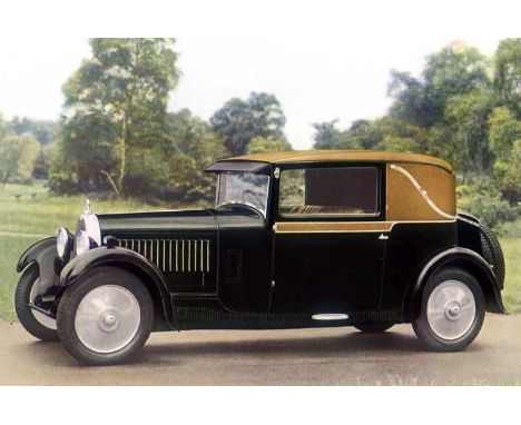 1932 Bugatti Brochure. A 12pp, cord-tied red card brochure with a foreword giving the history of the company from 1898,   sev