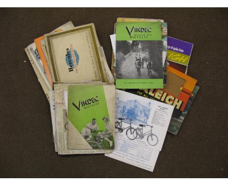Cycling Brochures. A good collection to include examples for Robin Hood, Raleigh, Rudge-Whitworth, Rudge, Standard K, Coventr