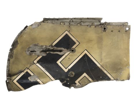 *Battle of Britain. A section of tail fin from a Messerschmitt Bf 110 night fighter, made of aluminium with a section of a la