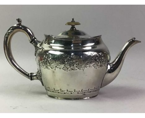 GROUP OF SILVER PLATED WARE, including a tea pot, twin handled sugar bowl, cream jug, a kettle on stand and other similar ite