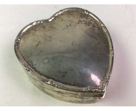 COLLECTION OF SILVER AND PLATED WARE, 19TH CENTURY AND LATER including an Edwardian silver heart shaped trinket box, two silv