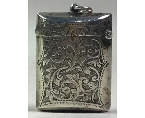 EDWARDIAN SILVER VESTA CASE, CHESTER 1902 embossed with scrolling foliage