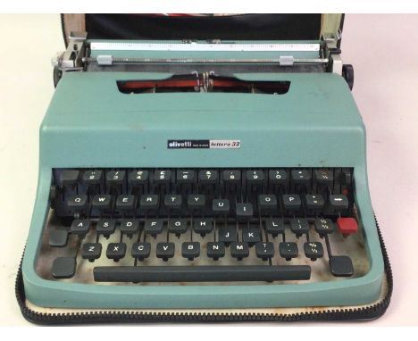 OLIVETTI LETTERA 32 TYPEWRITER, in light blue, with original case32cm