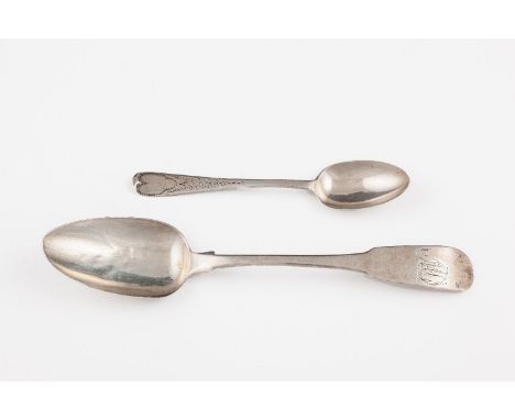 A CASED SET OF SIX SILVER FEATHER EDGE COFFEE SPOONS, London 1940; together with a cased Victorian Christening knife and fork