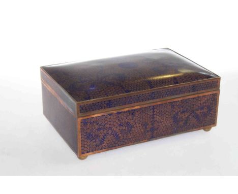 Good quality Art Nouveau copper and blue enamel box