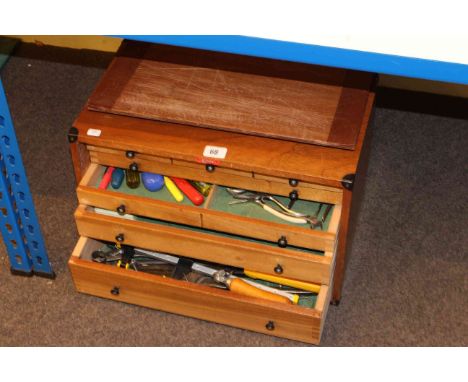 Small tool cabinet by Enox with five fitted drawers containing model making tools