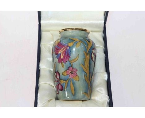 Moorcroft enamel vase, boxed