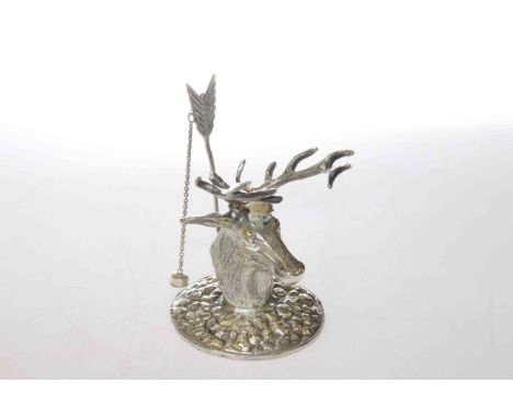 Silver-plated stags head table lighter