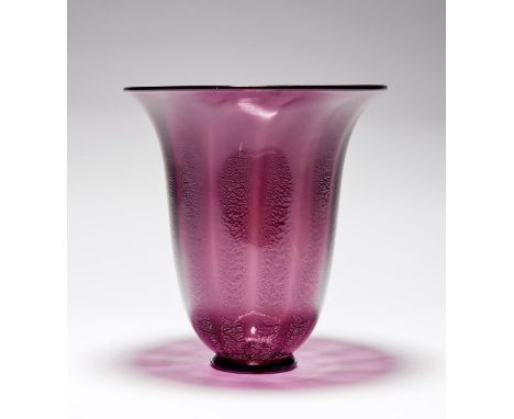 Grace Mitchell Blue Ribbed Glass Vase, 8.5