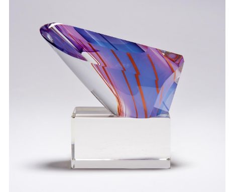 Littleton, Harvey K. Form in Violett (Corning/New York 1922-2013 Spruce Pine) Farbloses Glas mit mehreren verschiedenfarbigen