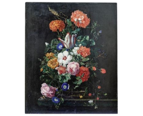 Wegmayr, Sebastian - in der Art von Blumenstillleben (Wien 1776-1857 ebd.) Üppig aufgeblühtes Blumenbouquet in einer Glasvase