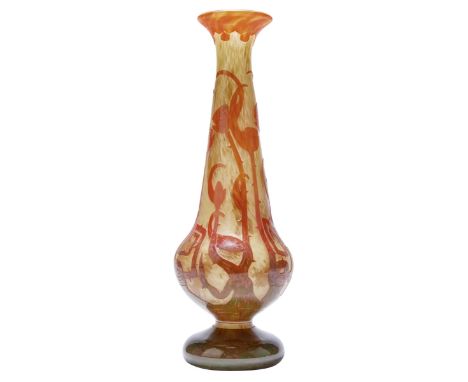 Hohe Vase "Spirales" Verreries Schneider, Epinay-sur-Seine - 1923-26 Runder, kräftiger Stand, darüber kleiner Kugelbauch in l