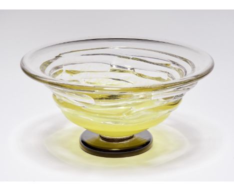 Schale "Cordée" Verreries Schneider, Epinay-sur-Seine - 1928-30 Über Scheibenfuß große Schale mit ausschwingender Mündung; um